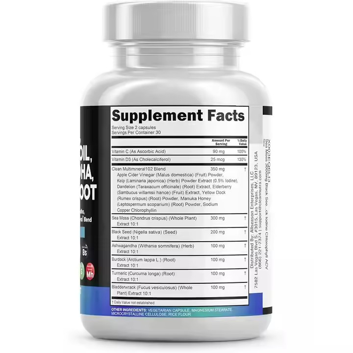 Black Seed Oil And Ashwagandha Supplement Sea Moss Capsules