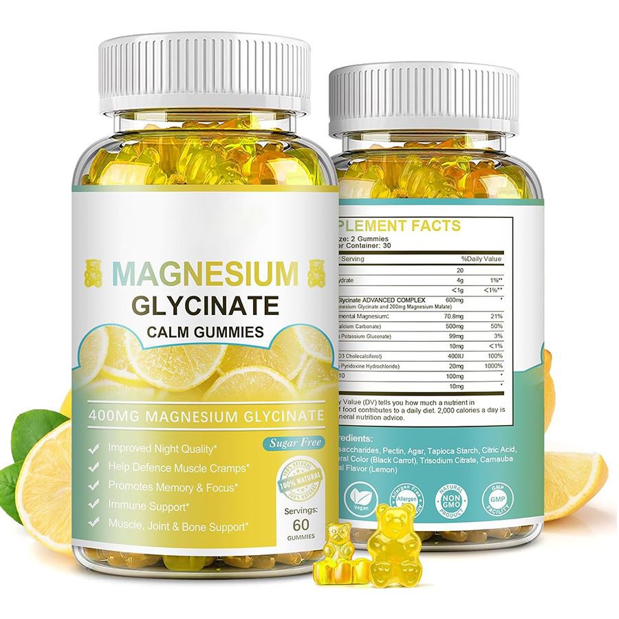 Magiê glycinate bình tĩnh gummies hỗ trợ nhẹ nhàng cho giấc ngủ, sức sống thư giãn