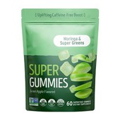 Supergummies nâng cao caffeine miễn phí màu xanh lá cây táo có hương vị thực phẩm